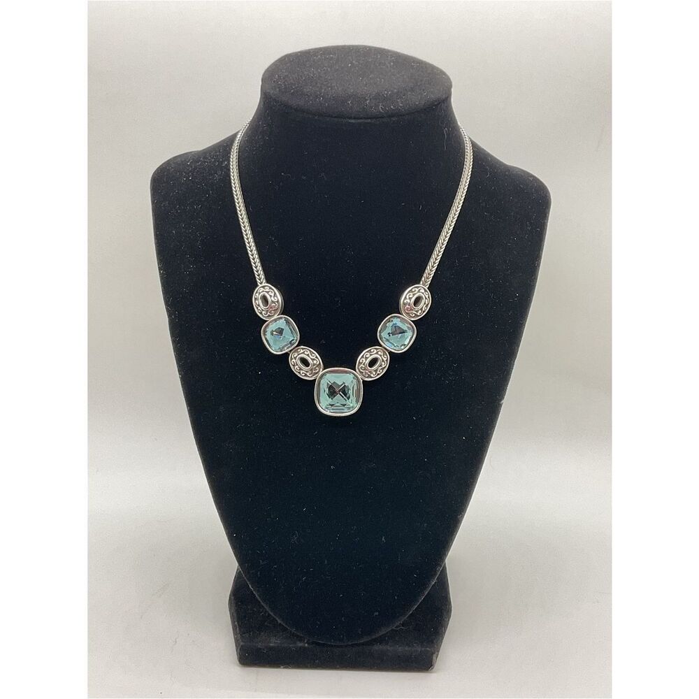 Brighton Venus Rising Silver Plated Necklace with Aqua Crystal Accents